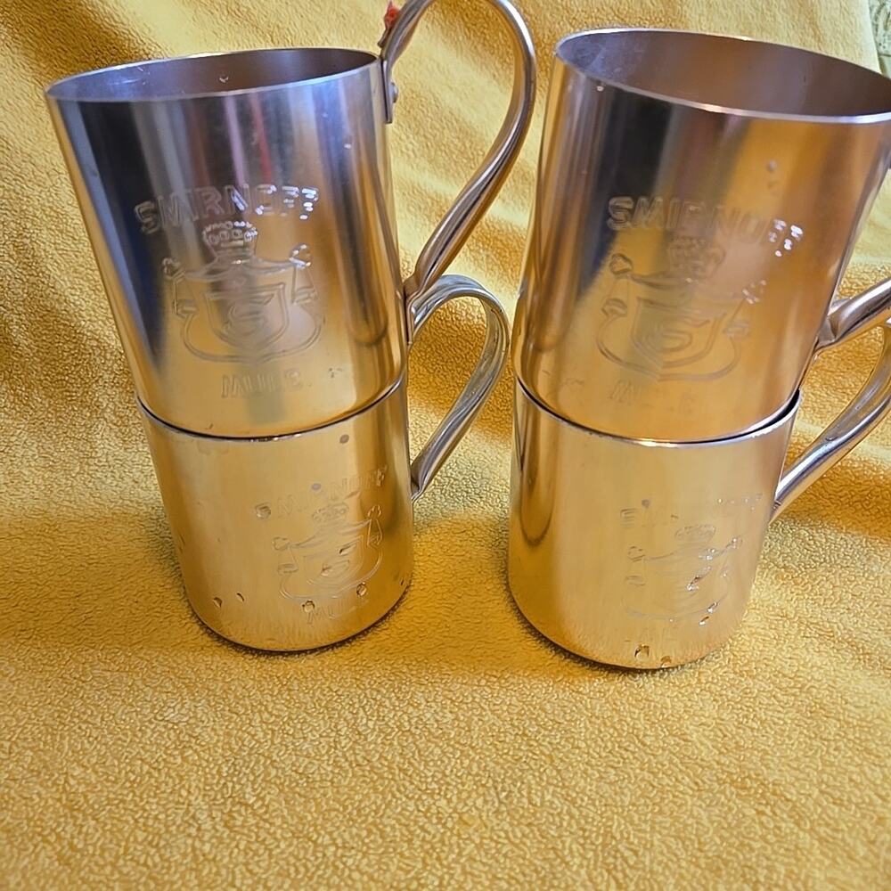 VTG Smirnoff Moscow Mule Mugs Copper Cocktail Barware Cups Set Of 4
